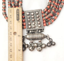 Load image into Gallery viewer, Antique Yemenite Silver Filigree Multi-strand Beads Necklace ethnic Jewelry circa 1910s