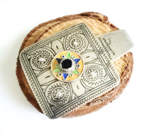 Load image into Gallery viewer, Antique Moroccan Silver Enamel and Glass cabochon Berber Pendant, Berber Amulet,Berber Jewelry,African Jewelry,Charm Pendant,