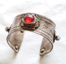 Load image into Gallery viewer, Antique SILVER Enamel Moroccan Berber Ida ou Nadif BRACELET,ethnic tribal,tribal bracelets,Moroccan jewelry,ethnic jewelry,Tuareg bracelets