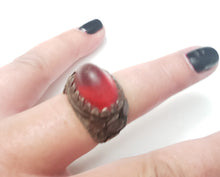 Load image into Gallery viewer, Antique Silver Ancient red glass Ring size 8 Yemen tribal jewelry Hand Crafted ,Silver,Ethnic Jewelry,Tribal Jewelry