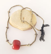 Load image into Gallery viewer, Antique Ethiopian silver Telsum heish beads in Phenolic resin Amber Necklace,African Necklace,Tribal Jewelry,Royal Jewels,Ethiopian necklace