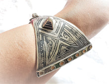 Load image into Gallery viewer, Antique SILVER Enamel Moroccan Berber Ida ou Nadif BRACELET,ethnic tribal,tribal bracelets,Moroccan jewelry,ethnic jewelry,Tuareg bracelets