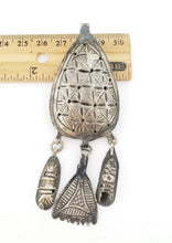 Load image into Gallery viewer, Rare antique Moroccan silver chased pendant, Berber Amulet,Berber Jewelry,African Jewelry,Charm Pendant,
