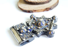 Load image into Gallery viewer, Moroccan Huge Enamel Silver Cross Pendant,silver 925,Moroccan Amulet ,Cross Jewelry,Enamel Jewelry,Berber Pendant,