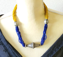 Load image into Gallery viewer, Antique Ethiopian silve amulet necklace with Venetian Trade Beads,thiopian necklace,Hand Crafted, Ethiopian Telsum,Silver, Pendants Necklace