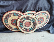 Load image into Gallery viewer, Ethiopian handwoven basket Round wall basket,African Art, Décor Baskets,Wicker Basket ,Flat Basket, Straw Basket ,Wall Boho Decor