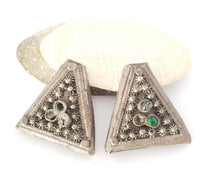 Load image into Gallery viewer, Beautiful vintage Pair of Silver Cones from Yemen circa 1910s,vintage Cones tribal jewelry,Jewish Silver, Yemen filigree, Badyhe Pendant,