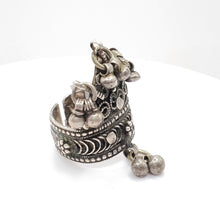 Load image into Gallery viewer, Antique Bawsani Yemen Silver wedding Ring size 9.5 Yemen tribal ,tribal jewelry ,Hand Crafted Silver,Yemen Jewelry ,filigree Jewelry
