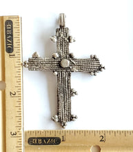 Load image into Gallery viewer, Antique Silver Filigree Ethiopian Orthodox Coptic Cross pendant,Amulet Hinged pendant,Genuine old neckcross ,Good silver,Boho jewelry
