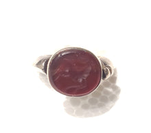 Load image into Gallery viewer, Old Engraved Turkish Ottoman Carnelian Ring size 7, Hand Made ,sterling silver 925 ,tribal jewelry, Ancient Carnelian, Ottoman Silver
