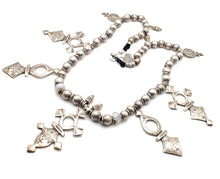 Load image into Gallery viewer, Moroccan Handmade sterling silver Tuareg Amazigh Necklace 1960s silver beads, handmade silver, Necklace, Amazigh/Berber, Tuareg Jewlery
