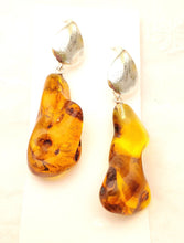 Load image into Gallery viewer, Baltic amber Earrings ,Dangle &amp; Drop Earrings, Natural Baltic amber, Polished amber, Genuine amber, Amber beads, Gemstone earrings
