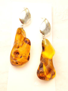 Baltic amber Earrings ,Dangle & Drop Earrings, Natural Baltic amber, Polished amber, Genuine amber, Amber beads, Gemstone earrings