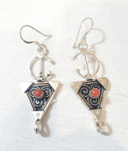 Load image into Gallery viewer, Moroccan Berber Sterling Silver enamels Coral Dangle Earrings ,Berber Jewelry,sliver Earrings,Dangle &amp; Drop Earrings,
