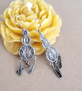 Moroccan Berber Filigree Sterling Silver Dangle Earrings silver 925,Berber Jewelry,sliver Earrings,Dangle & Drop