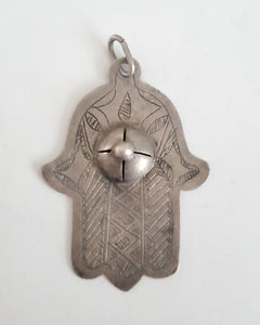 Moroccan Old silver Hand of Fatima Hamsa Pendant Amulet,Berber Jewelry,African Jewelry,Moroccan Jewelry,Hand of Fatima Charm