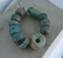 Load image into Gallery viewer, Ancient Moroccan Amazonite Stone Bead 30 gr, Mauritania Amazonite, African Trade, Sahara Amazonite, Ancient Stone, Tribal jewelry
