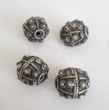 Load image into Gallery viewer, 1 Old silver star burst granulation hallmarked Globe bead from Yemen circa 1930s,Bedouin tribal ,Hand Crafted Silver,Ethnic Jewelry
