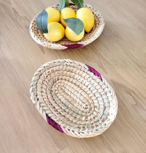 Load image into Gallery viewer, African Ethiopian handwoven Round bread or fruit basket,African Art, Décor Baskets,Wicker Basket, Straw Basket ,Wall Boho Decor
