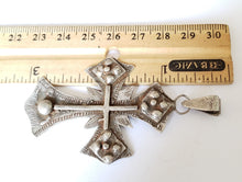 Load image into Gallery viewer, A Unique Patterned old Ethiopian Cross Pendant 1800&#39;s,Maria Theresa ,silver coin, Cross Pendant,Ethnic Tribal,Handmade Jewelry
