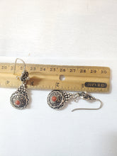 Load image into Gallery viewer, Moroccan Berber Sterling Silver Coral Dangle Earrings, Berber Jewelry, sliver Earrings, Dangle &amp; Drop Earrings,
