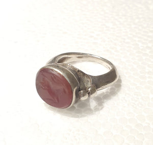 Old Engraved Turkish Ottoman Carnelian Ring size 7, Hand Made ,sterling silver 925 ,tribal jewelry, Ancient Carnelian, Ottoman Silver