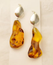 Load image into Gallery viewer, Baltic amber Earrings ,Dangle &amp; Drop Earrings, Natural Baltic amber, Polished amber, Genuine amber, Amber beads, Gemstone earrings
