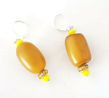 Load image into Gallery viewer, Old African Amber Ethiopian Earrings with Sterling Silver, Ethnic Tribal,
