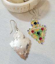 Load image into Gallery viewer, Moroccan Berber Sterling Silver enamels Dangle Earrings, Berber Jewelry, sliver Earrings, Dangle &amp; Drop Earrings,
