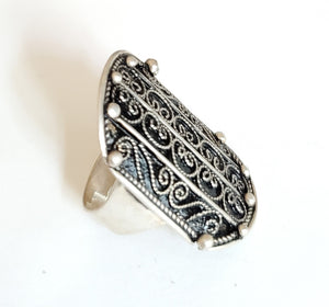 Moroccan Hand Made enamel sterling silver 925 Berber Ring size 8.5, Ethnic Rings, Tribal Jewelry, Moroccan Rings, Berber Jewelry