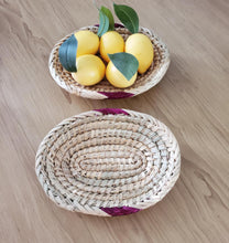 Load image into Gallery viewer, African Ethiopian handwoven Round bread or fruit basket,African Art, Décor Baskets,Wicker Basket, Straw Basket ,Wall Boho Decor
