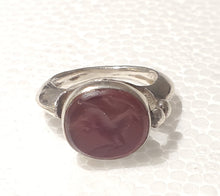 Load image into Gallery viewer, Old Engraved Turkish Ottoman Carnelian Ring size 7, Hand Made ,sterling silver 925 ,tribal jewelry, Ancient Carnelian, Ottoman Silver
