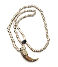 Load image into Gallery viewer, Old Ethiopian silver Beads bone amulet Necklace, Hand Crafted, antique jewelry, gift vintage authentic, Ethiopian Necklace

