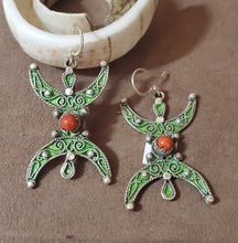 Load image into Gallery viewer, Moroccan Berber Sterling Silver enamels Dangle Earrings, Berber Jewelry, sliver Earrings, Dangle &amp; Drop Earrings,
