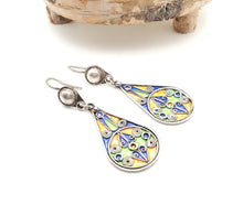 Load image into Gallery viewer, Moroccan Berber Sterling Silver enamels Dangle Earrings, Berber Jewelry, sliver Earrings, Dangle &amp; Drop Earrings,
