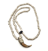 Load image into Gallery viewer, Old Ethiopian silver Beads bone amulet Necklace, Hand Crafted, antique jewelry, gift vintage authentic, Ethiopian Necklace
