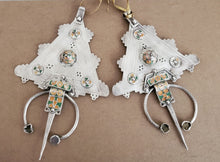 Load image into Gallery viewer, Antique Big Amazigh Berber silver fibulas, Sous, Morocco, old ethnic brooch,jewelry, berber enamel jewelry,African Jewelry,Charm Pendant,
