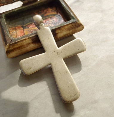 Antique Ethiopian Coptic Christian Cross Maria Theresa silver coin Pendant 