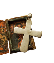 Load image into Gallery viewer, Antique Ethiopian Coptic Christian Cross Maria Theresa silver coin Pendant 
