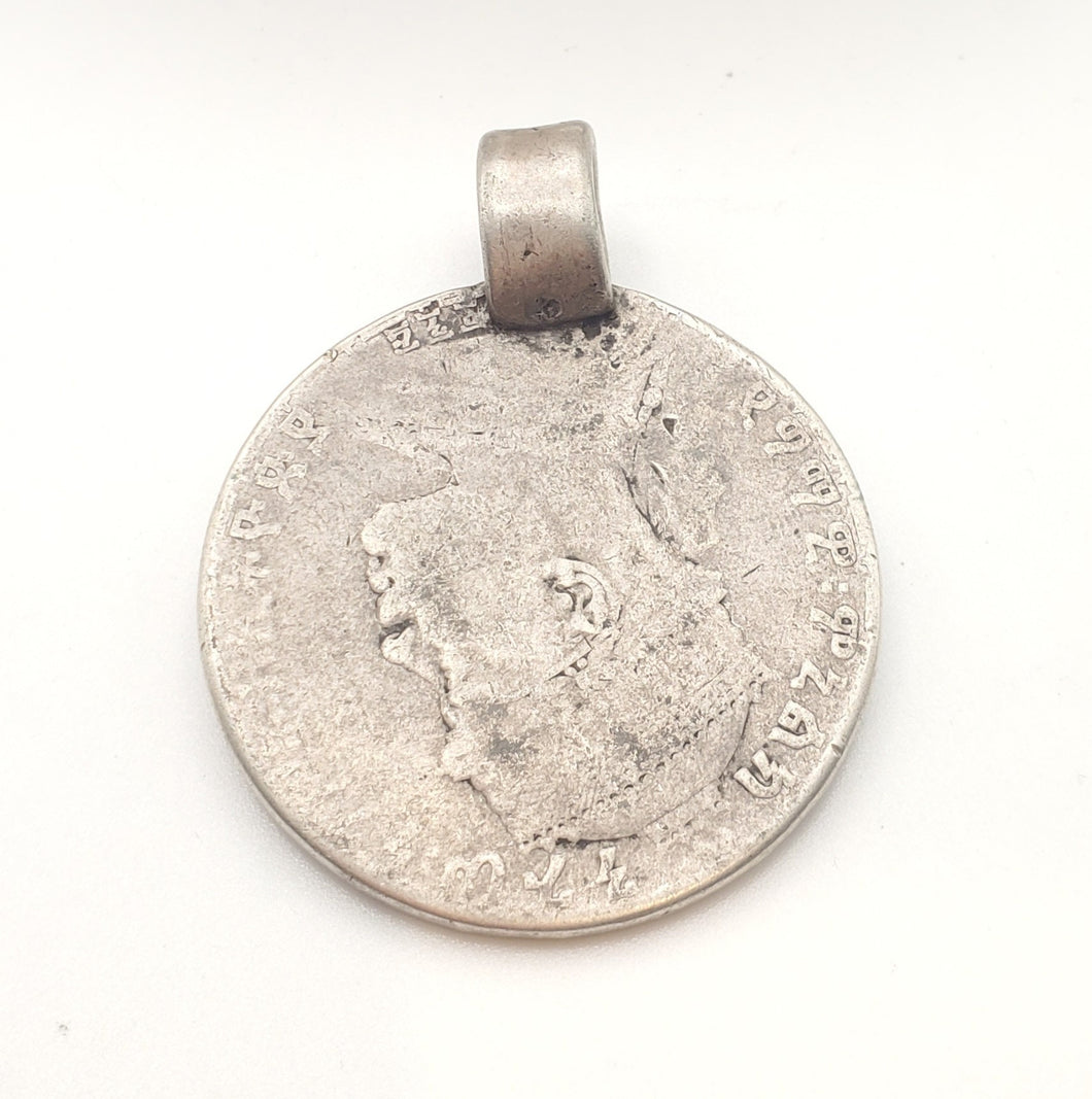 Antique 1 Birr, 1895,Lion Of Judah Emperor Menelik II Coin Medallion Pendant