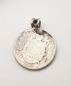 antique Ethiopia silver coins 1869s Silver coin Pendant, Made in 1969s, Jewelry, Silver coins.