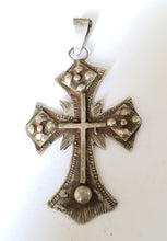 Load image into Gallery viewer, A Unique Patterned old Ethiopian Cross Pendant 1800&#39;s,Maria Theresa ,silver coin, Cross Pendant,Ethnic Tribal,Handmade Jewelry
