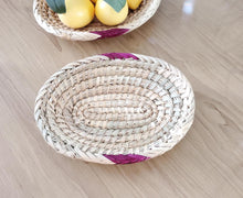 Load image into Gallery viewer, African Ethiopian handwoven Round bread or fruit basket,African Art, Décor Baskets,Wicker Basket, Straw Basket ,Wall Boho Decor
