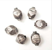 Load image into Gallery viewer, Antique Ethiopian lot of 6 old silver beads 1930s,Hand Crafted Silver,Ethnic Jewelry,Tribal Jewelry,
