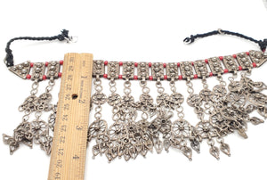 Antique Yemen Bawsani coral Silver granulated Dangled Beads Necklace circa 1910s