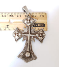 Load image into Gallery viewer, A Unique Patterned old Ethiopian Cross Pendant 1800&#39;s,Maria Theresa ,silver coin, Cross Pendant,Ethnic Tribal,Handmade Jewelry
