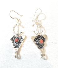 Load image into Gallery viewer, Moroccan Berber Sterling Silver enamels Coral Dangle Earrings ,Berber Jewelry,sliver Earrings,Dangle &amp; Drop Earrings,
