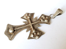 Load image into Gallery viewer, A Unique Patterned old Ethiopian Cross Pendant 1800&#39;s,Maria Theresa ,silver coin, Cross Pendant,Ethnic Tribal,Handmade Jewelry
