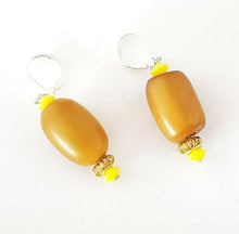 Load image into Gallery viewer, Old African Amber Ethiopian Earrings with Sterling Silver, Ethnic Tribal,
