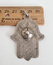 Load image into Gallery viewer, Moroccan Old silver Hand of Fatima Hamsa Pendant Amulet,Berber Jewelry,African Jewelry,Moroccan Jewelry,Hand of Fatima Charm
